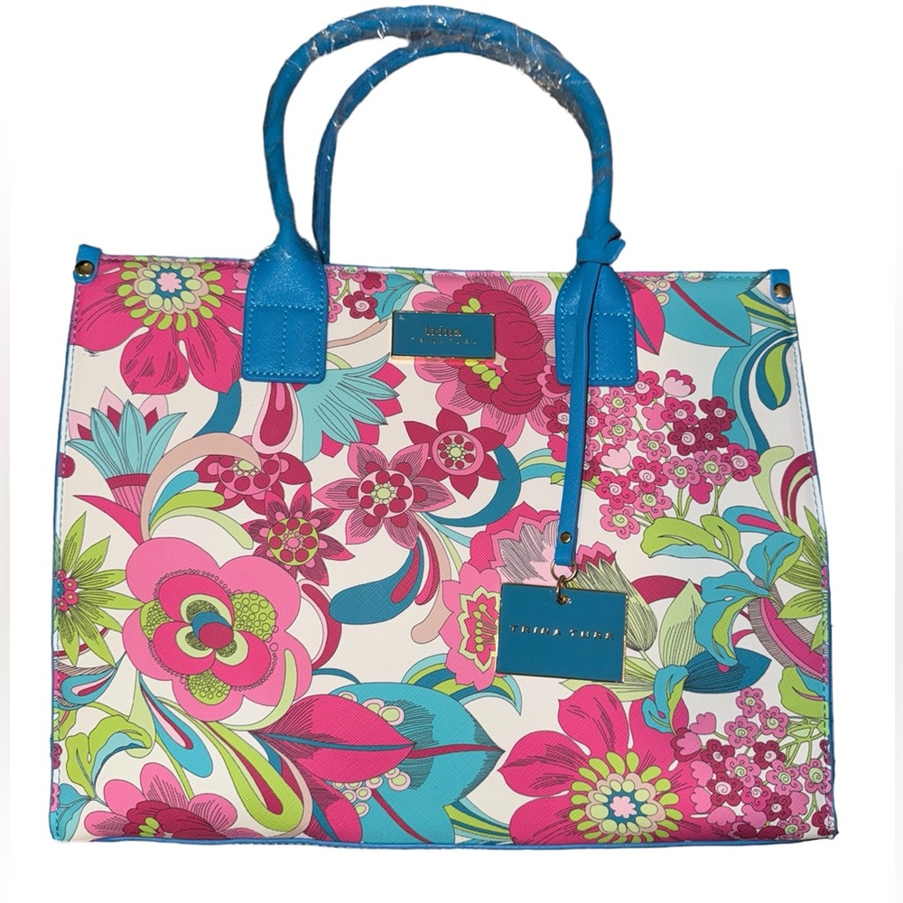 🌺 NWT! Trina Turk Floral Cloud Satchel Tote Bag - Picture 7 of 7